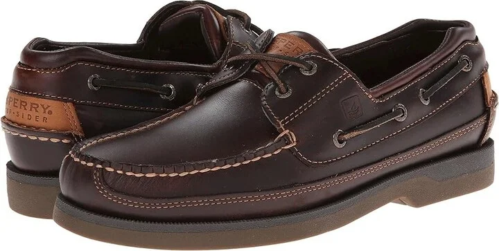 Sperry Mako 2-Eye Canoe Moc Men's Lace up casual Shoes Amaretto : 9 M (D), Leather