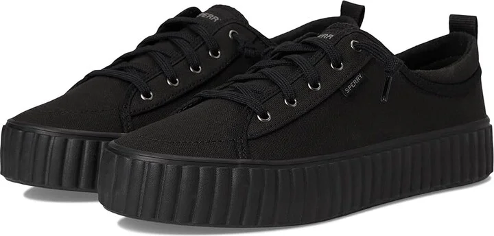 Sperry Pier Wave Platform Lace-Up Women's Shoes Black : 5 M (B), Rubber