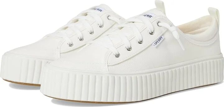 Sperry Pier Wave Platform Lace-Up Women's Shoes White : 5 M (B), Rubber