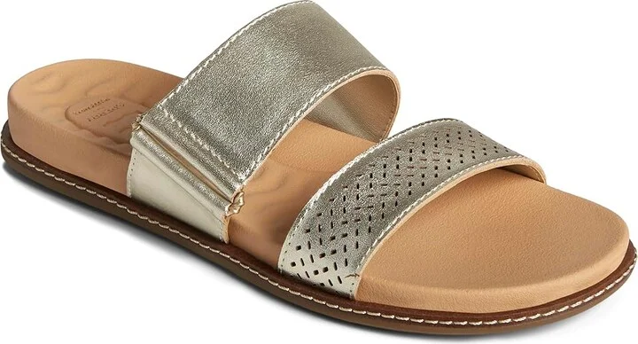 Sperry Waveside Plushwave Slide Women's Shoes Platinum : 8 M (B), Leather
