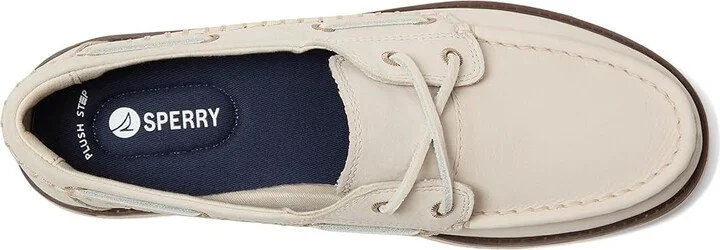 Sperry Wells Boat Women's Flat Shoes Cream : 6.5 M (B), Leather - Image 2
