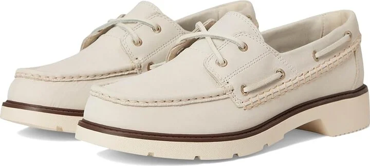 Sperry Wells Boat Women's Flat Shoes Cream : 6.5 M (B), Leather