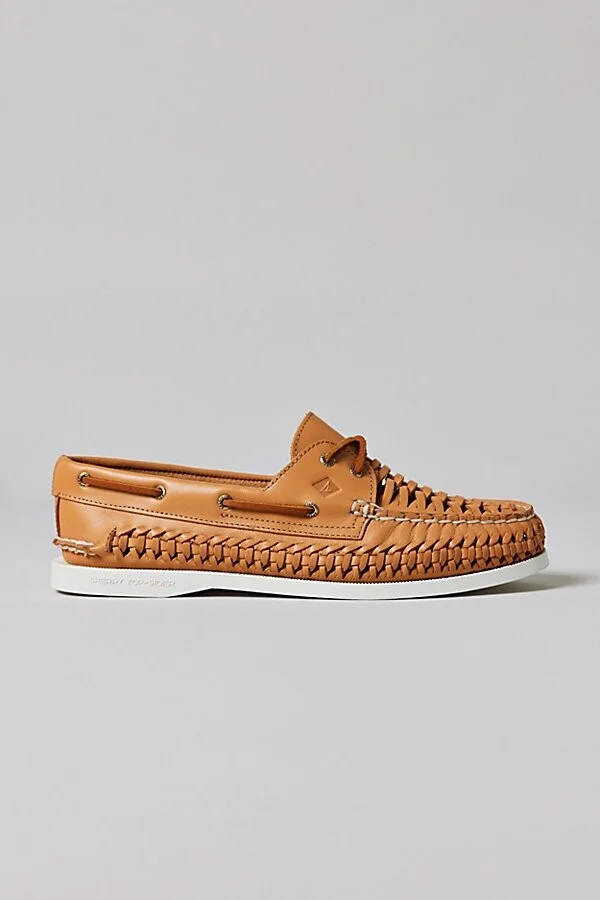 Sperry Women's Authentic Original 2-Eye Woven Boat Shoe in Tan - Image 2