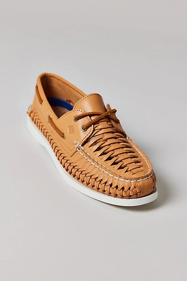 Sperry Women's Authentic Original 2-Eye Woven Boat Shoe in Tan - Image 3