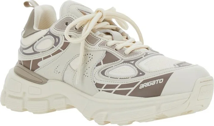 'Sphere Trip Running' Beige Sneakers With Chunky Sole And Logo On Tongue In Leather And Fabric Blend Woman - Image 2