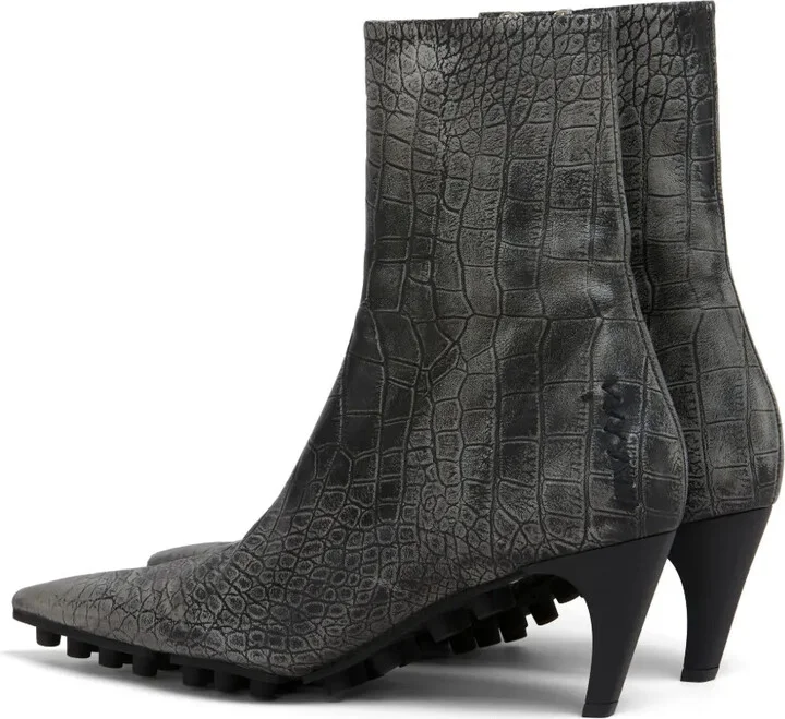 Spike crocodile-effect leather boots - Image 3