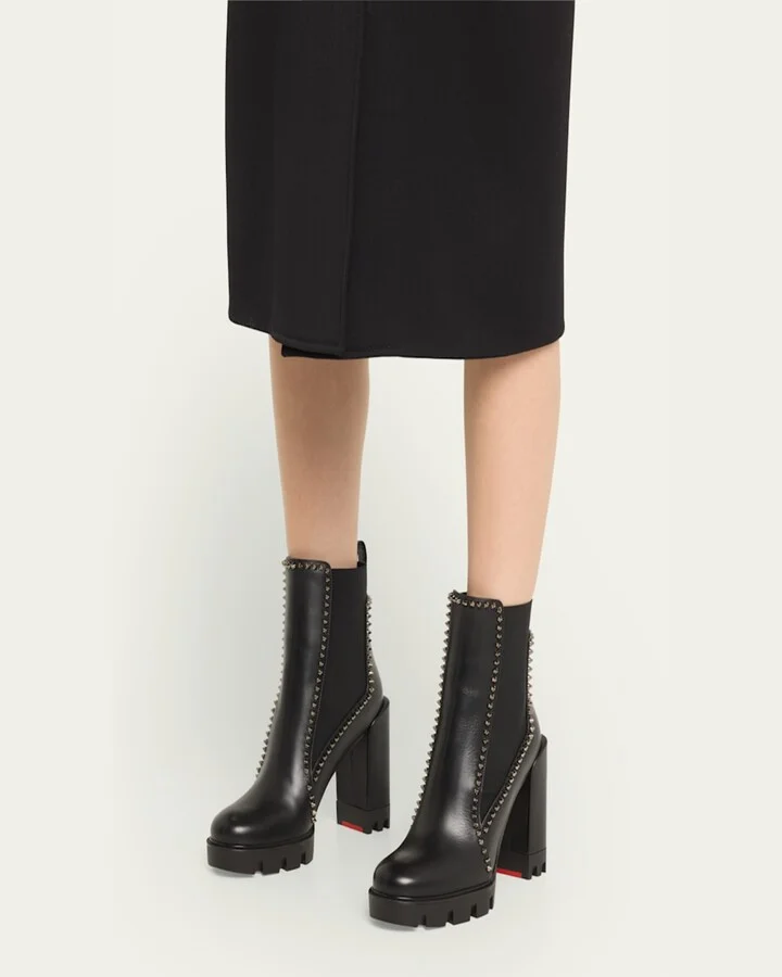 Spike Leather Chelsea Red Sole Booties - Image 4