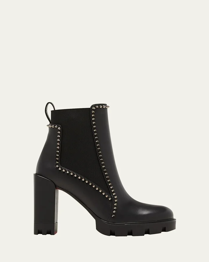 Spike Leather Chelsea Red Sole Booties