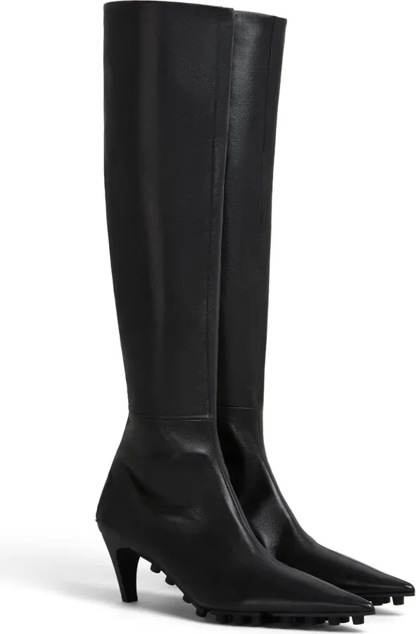 Spike leather knee-high boots - Image 2