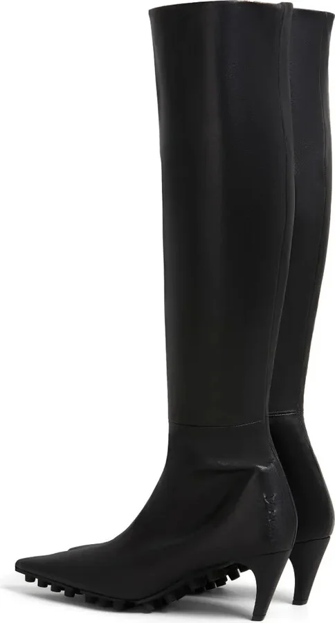 Spike leather knee-high boots - Image 3