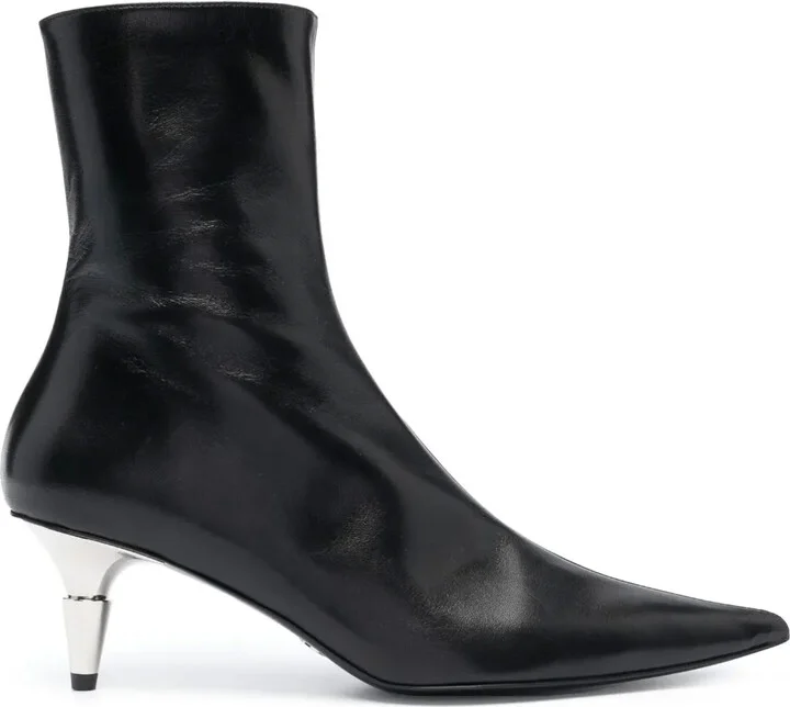 Spike pointed-toe ankle boots