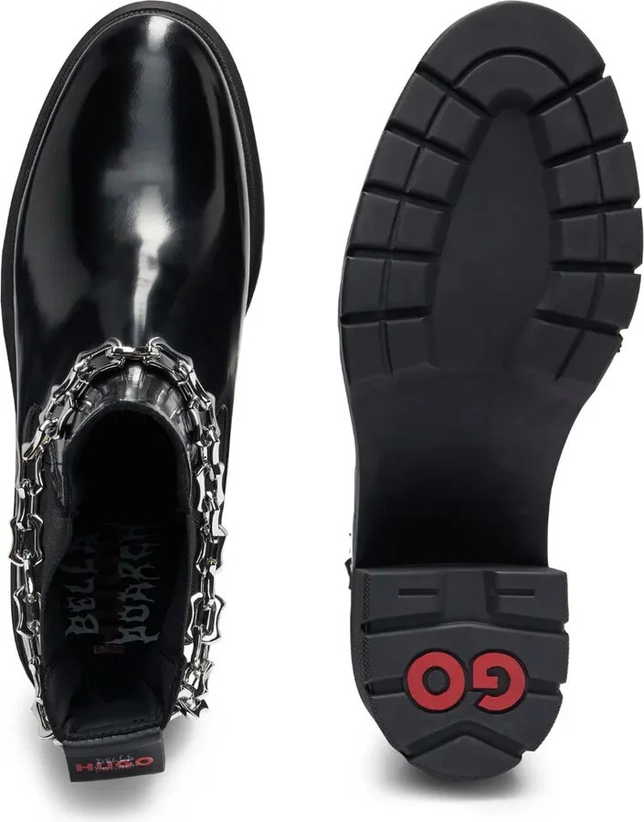 Spiked-Edge Chain-Trim Chelsea Boots - Image 4