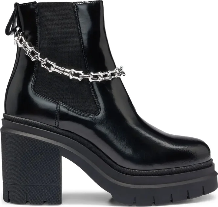 Spiked-Edge Chain-Trim Chelsea Boots