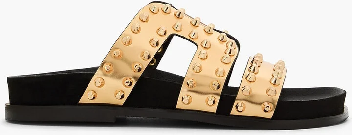 Spiked mirrored-leather sandals
