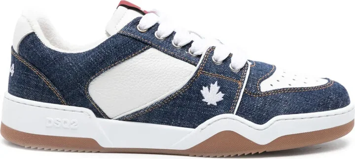 Spiker denim-panelled sneakers