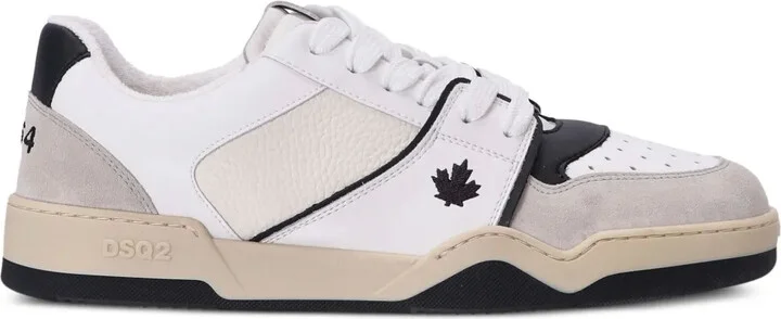 Spiker leaf-embroidered leather sneakers