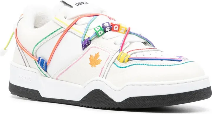 Spiker logo-beaded leather sneakers - Image 2