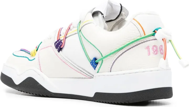 Spiker logo-beaded leather sneakers - Image 3