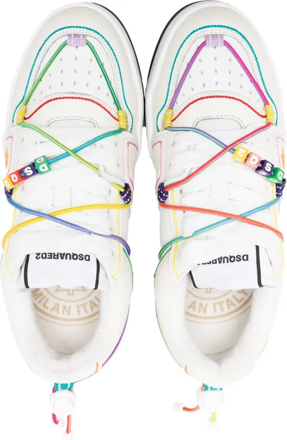 Spiker logo-beaded leather sneakers - Image 4