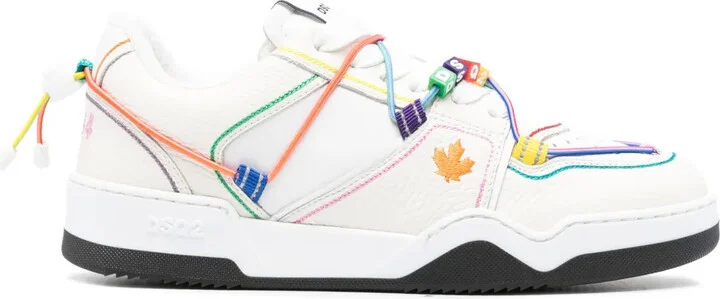 Spiker logo-beaded leather sneakers