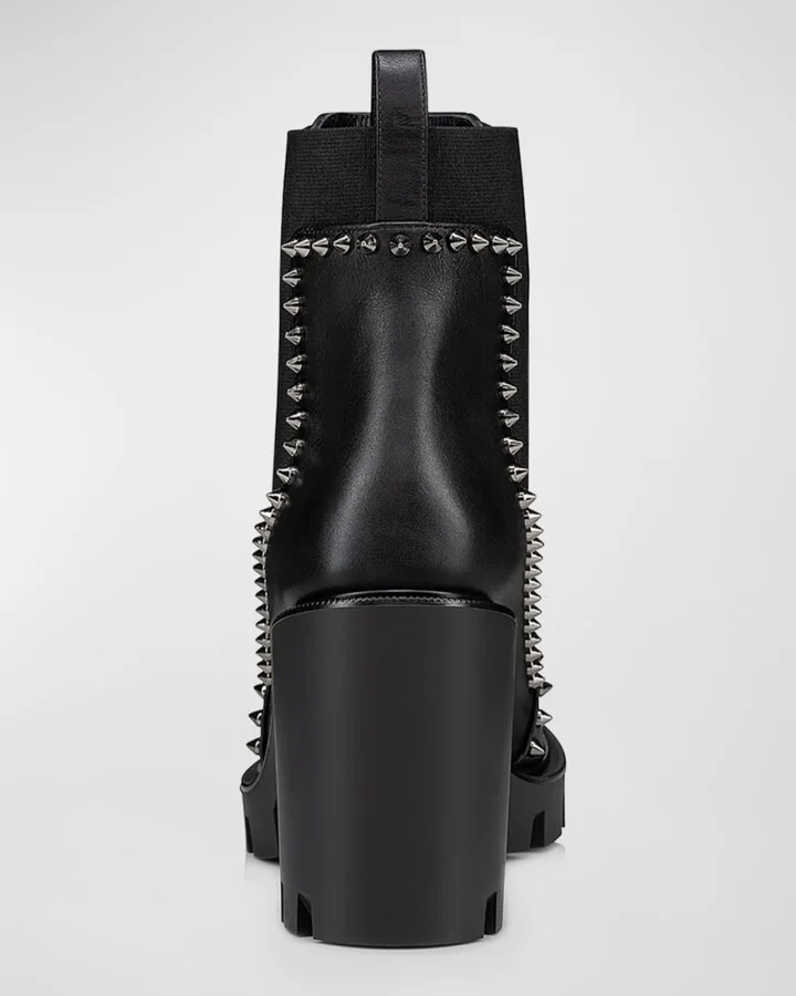 Spikes Leather Red Sole Chelsea Booties - Image 4