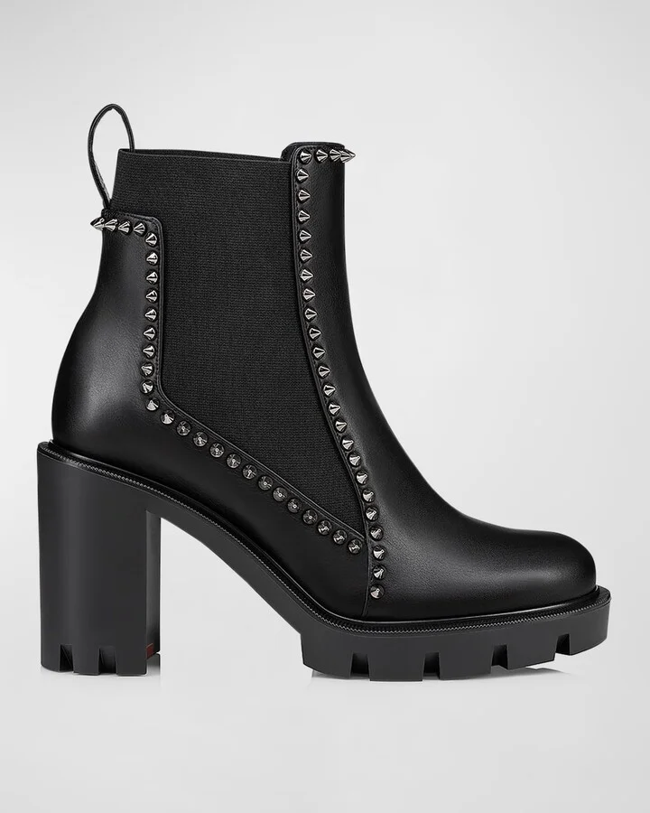 Spikes Leather Red Sole Chelsea Booties