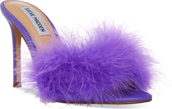 Spin Womens Feathers Slip On Heels