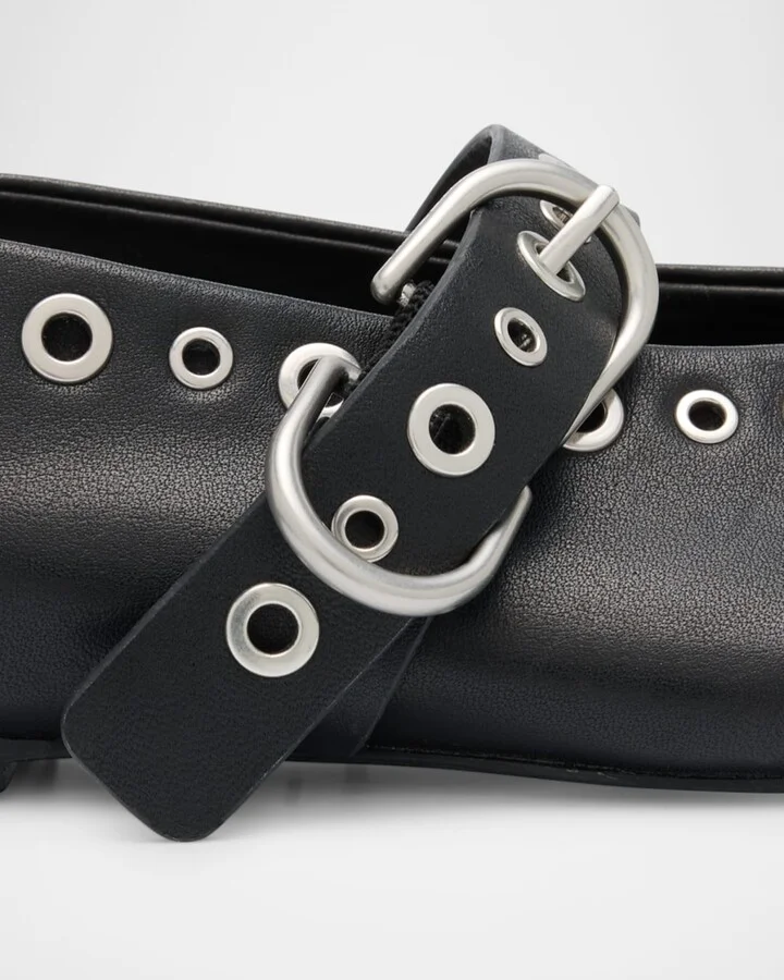 Spire Leather Grommet Mary Jane Ballerina Flats - Image 4
