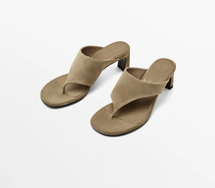 Split Leather Heeled Sandals - Image 3