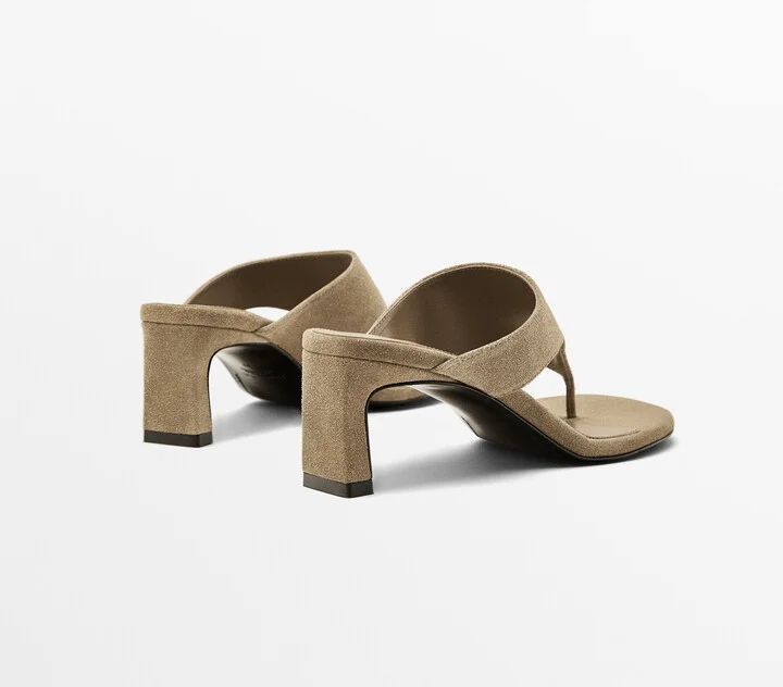 Split Leather Heeled Sandals - Image 4