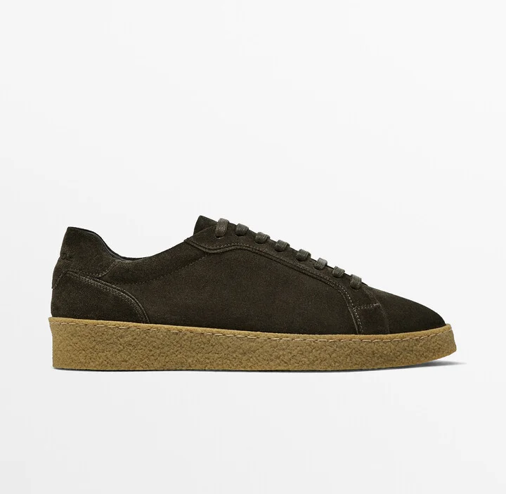 Split Suede Trainers With Crepe Soles - Image 2
