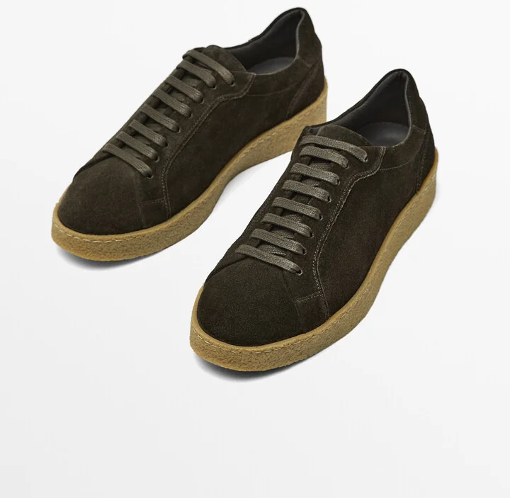 Split Suede Trainers With Crepe Soles - Image 3