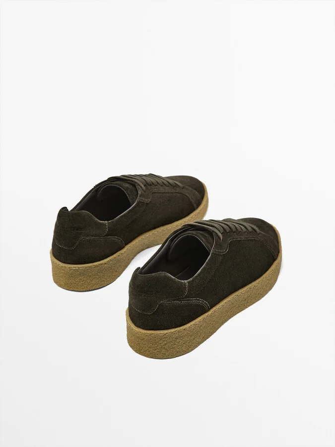 Split Suede Trainers With Crepe Soles - Image 4