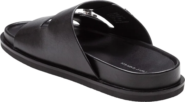 Sport Slide Sandal In Leather Color Black - Image 4