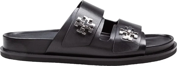 Sport Slide Sandal In Leather Color Black