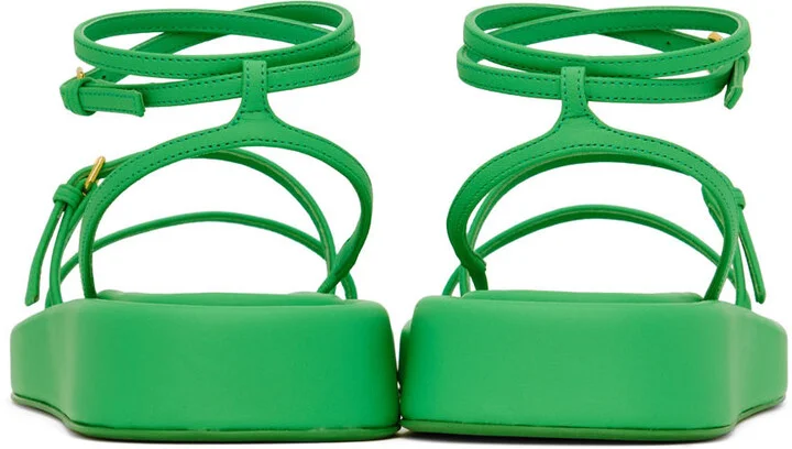 Sportmax Green Wedge Flat Sandals - Image 2
