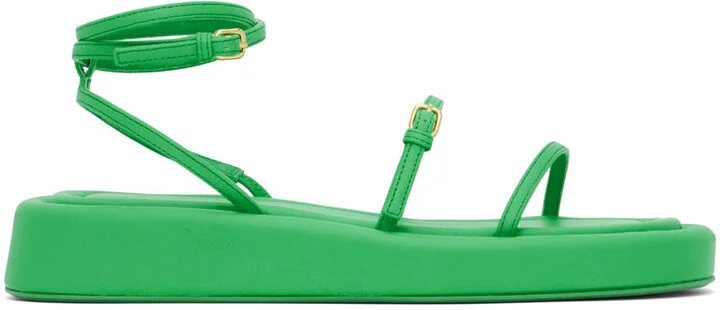 Sportmax Green Wedge Flat Sandals