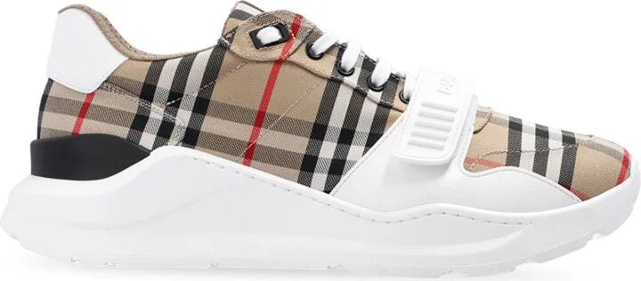 Sports Shoes With A Plaid Pattern, , - Brown