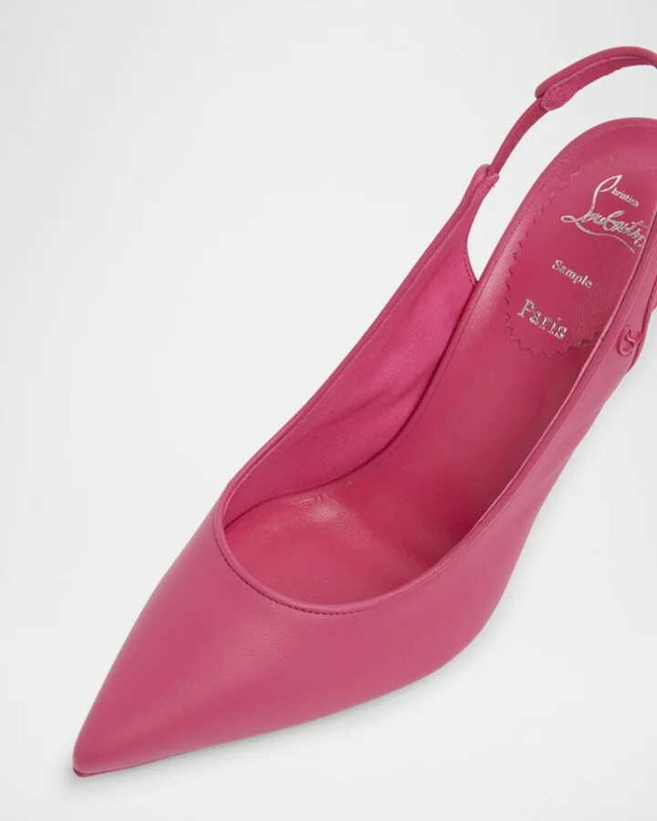 Sporty Kate Leather Red Sole Slingback Pumps - Image 3