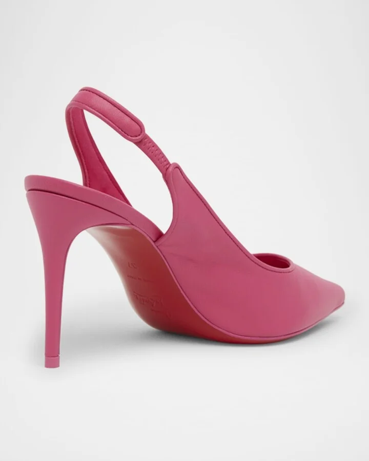 Sporty Kate Leather Red Sole Slingback Pumps - Image 5