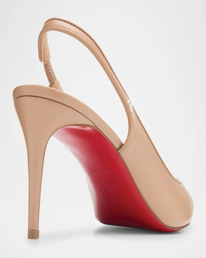 Sporty Kate Leather Red Sole Slingback Pumps - Image 6