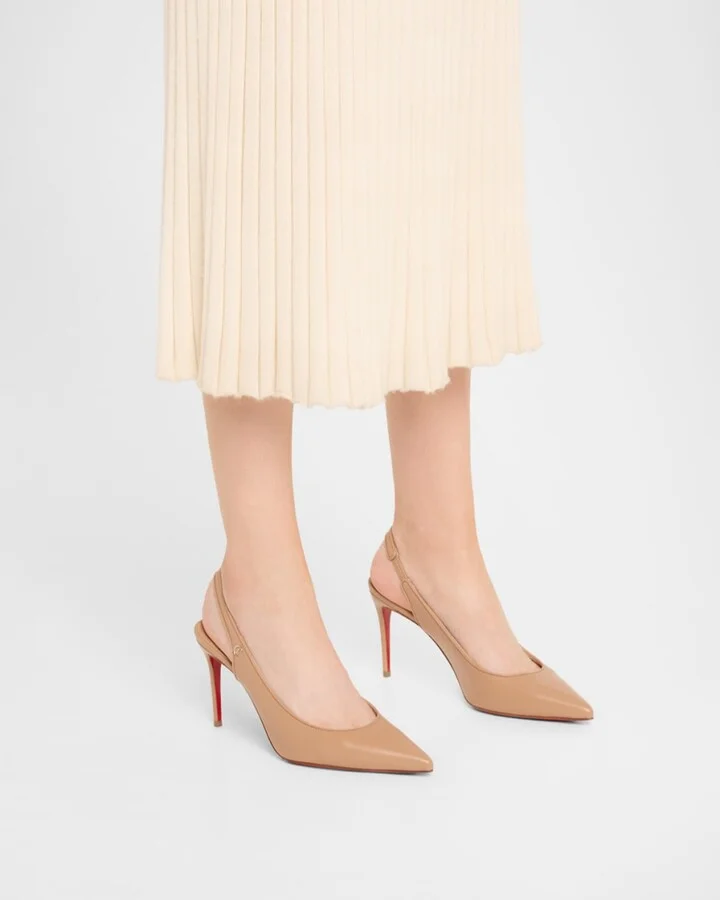 Sporty Kate Leather Red Sole Slingback Pumps - Image 7