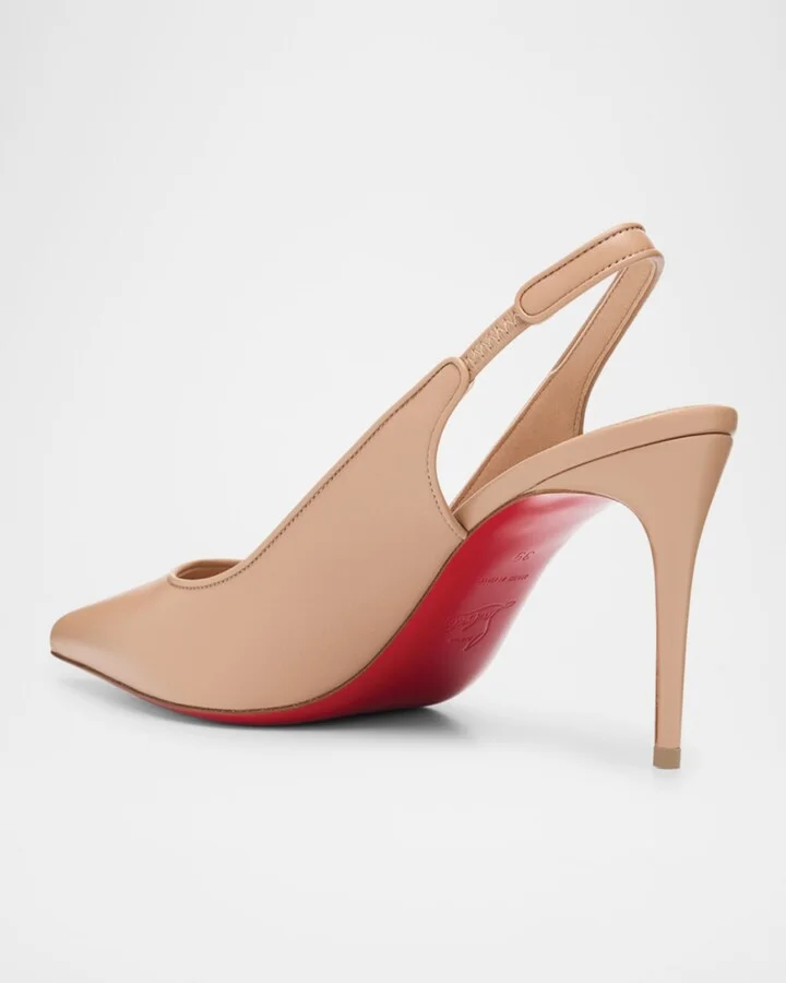 Sporty Kate Leather Red Sole Slingback Pumps - Image 10