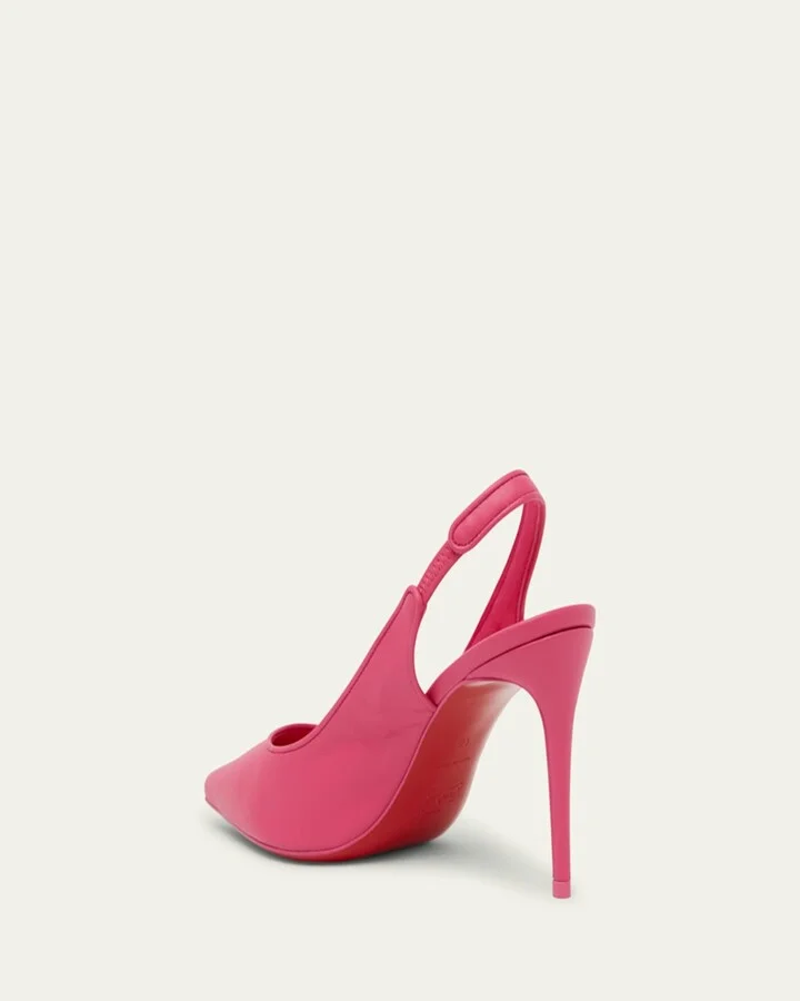 Sporty Kate Leather Red Sole Slingback Pumps - Image 5