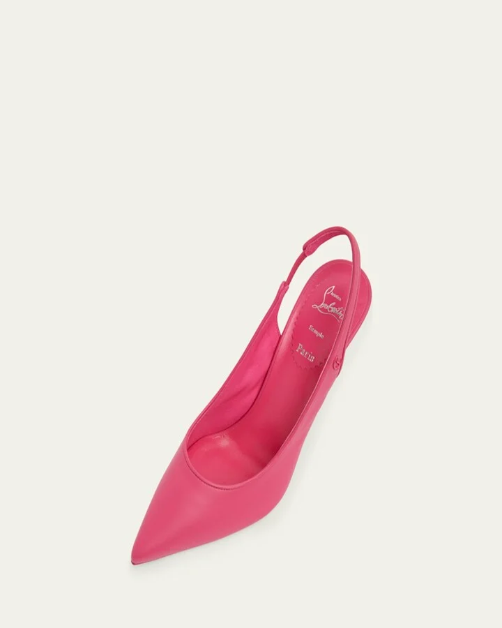 Sporty Kate Leather Red Sole Slingback Pumps - Image 11