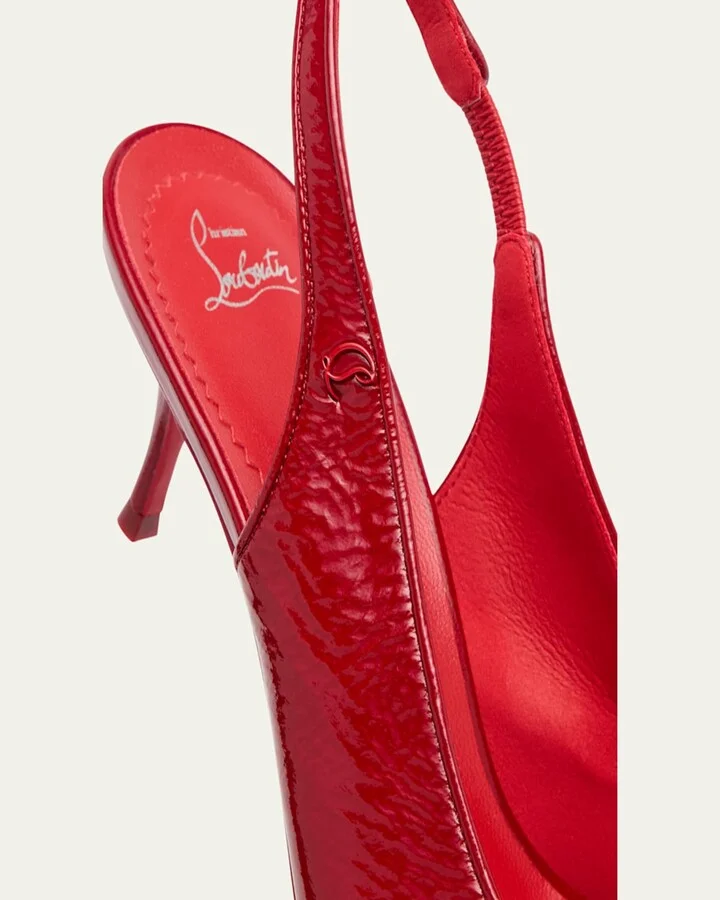Sporty Kate Patent Red Sole Slingback Pumps - Image 10