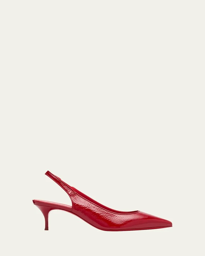 Sporty Kate Patent Red Sole Slingback Pumps