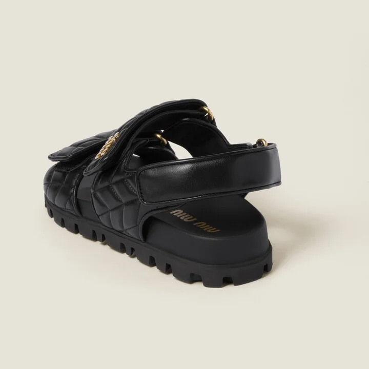 Sporty matelassé nappa leather sandals - Image 3