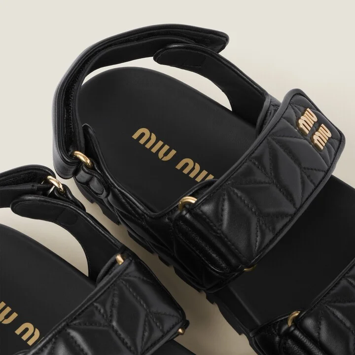 Sporty matelassé nappa leather sandals - Image 4
