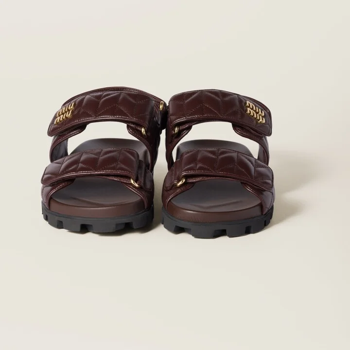Sporty matelassé nappa leather sandals - Image 4